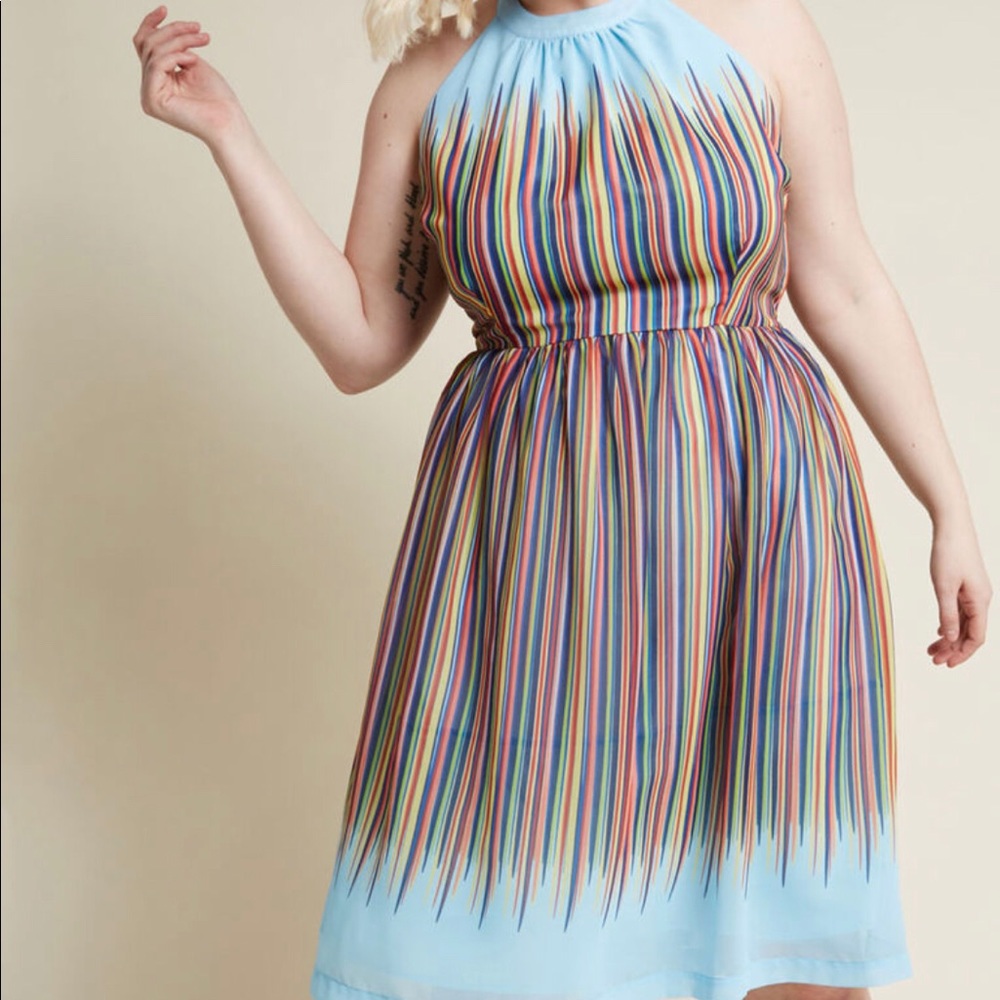 ModCloth rainbow halter dress size M